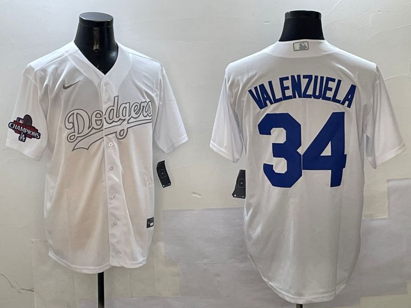 Men Los Angeles Dodgers #34 Valenzuela White Fashion Edition Game 2025 Nike MLB Jersey style 3->los angeles dodgers->MLB Jersey